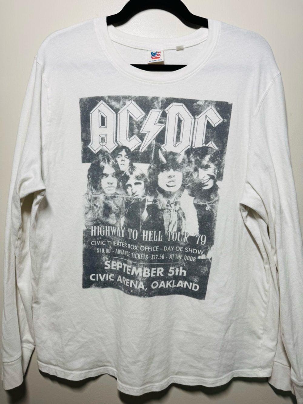 AC/DC White Tee with Black Tour Graphic